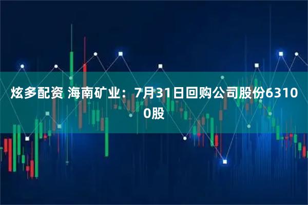 炫多配资 海南矿业：7月31日回购公司股份63100股