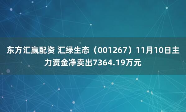 东方汇赢配资 汇绿生态（001267）11月10日主力资金净卖出7364.19万元