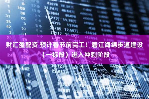 财汇盈配资 预计春节前完工!碧江海绵步道建设(一标段)进入冲刺阶段